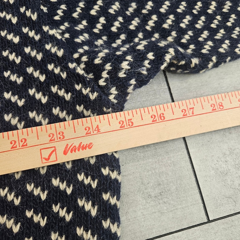 Vintage LL Bean Birdseye Sweater Navy Blue Wool Blend Norway Crewneck Med-Large - Picture 5 of 8